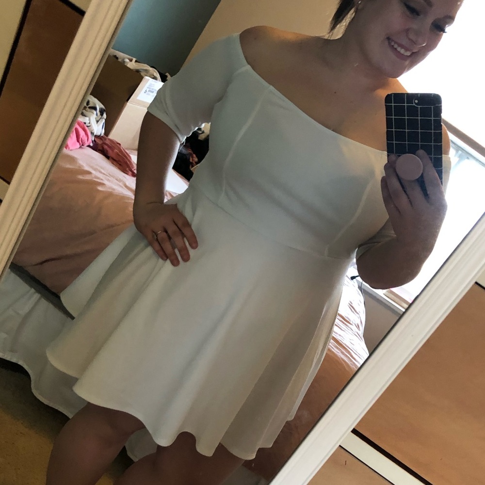 Off The Shoulder white dress!
